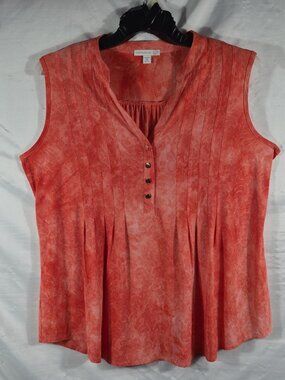 Westport 1962 Women's Pink Floral Pleated Flare Peplum Summer Top Plus Size 1X